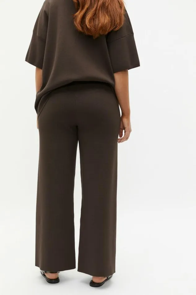 Women Knitwear and Sweaters Seed Heritage Crepe Knit Wide Leg Pant Dark Espresso
