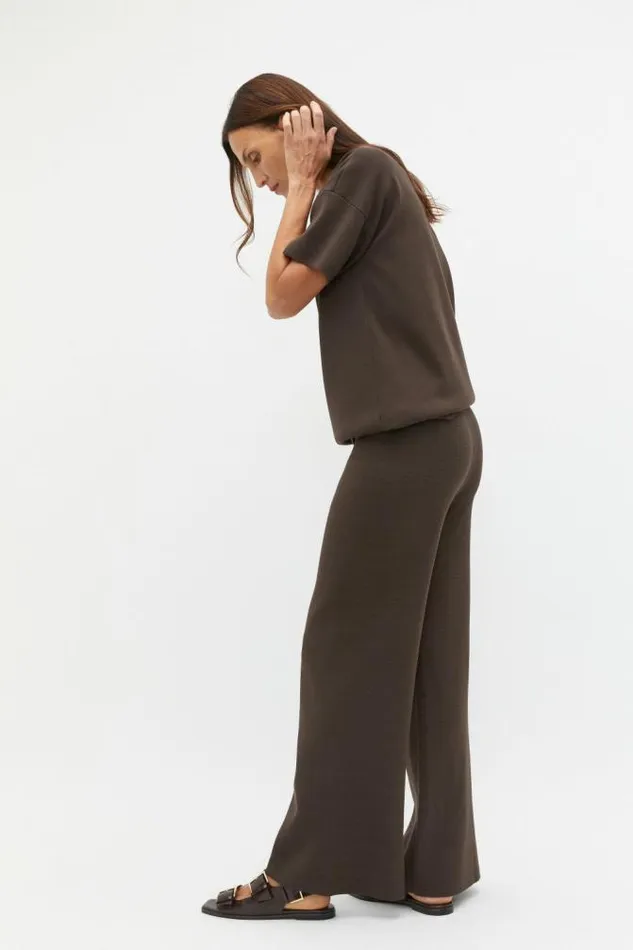 Women Knitwear and Sweaters Seed Heritage Crepe Knit Wide Leg Pant Dark Espresso