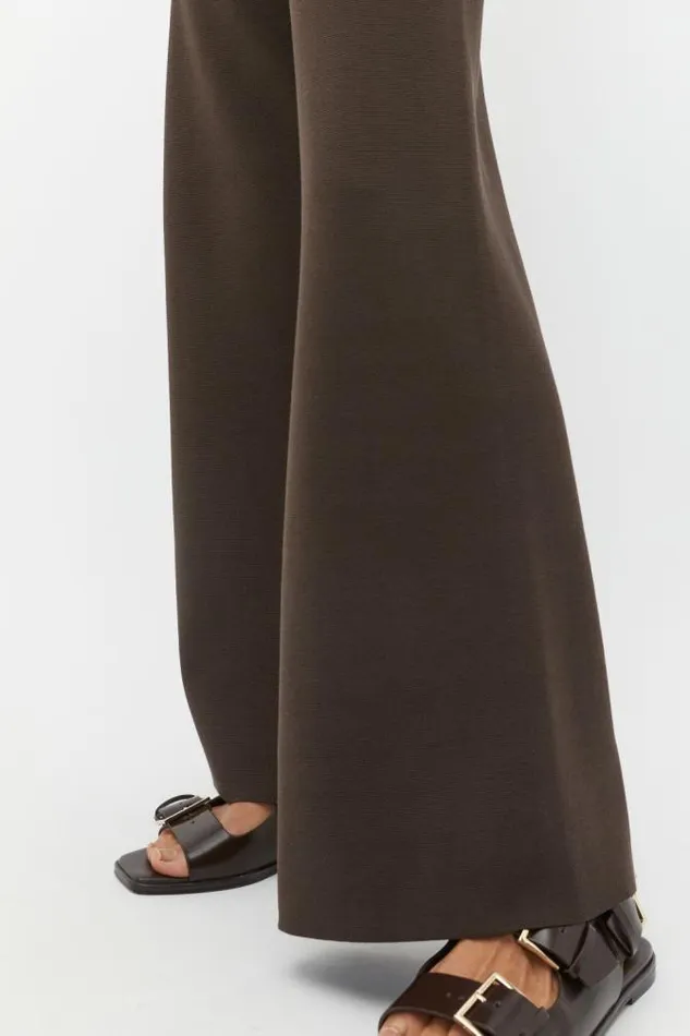 Women Knitwear and Sweaters Seed Heritage Crepe Knit Wide Leg Pant Dark Espresso
