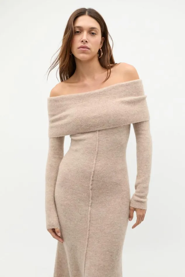 Women Knitwear and Sweaters Seed Heritage Lofty Off Shoulder Knit Dress Cookie Marle Women Knitwear and Sweaters Seed Heritage Lofty Off Shoulder Knit Dress Cookie Marle