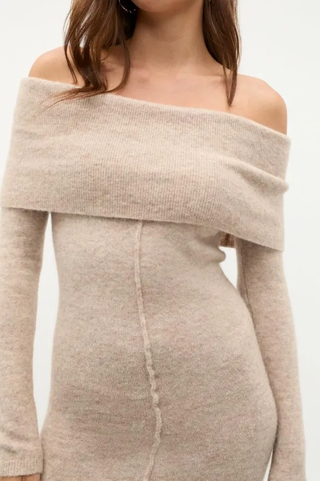 Women Knitwear and Sweaters Seed Heritage Lofty Off Shoulder Knit Dress Cookie Marle