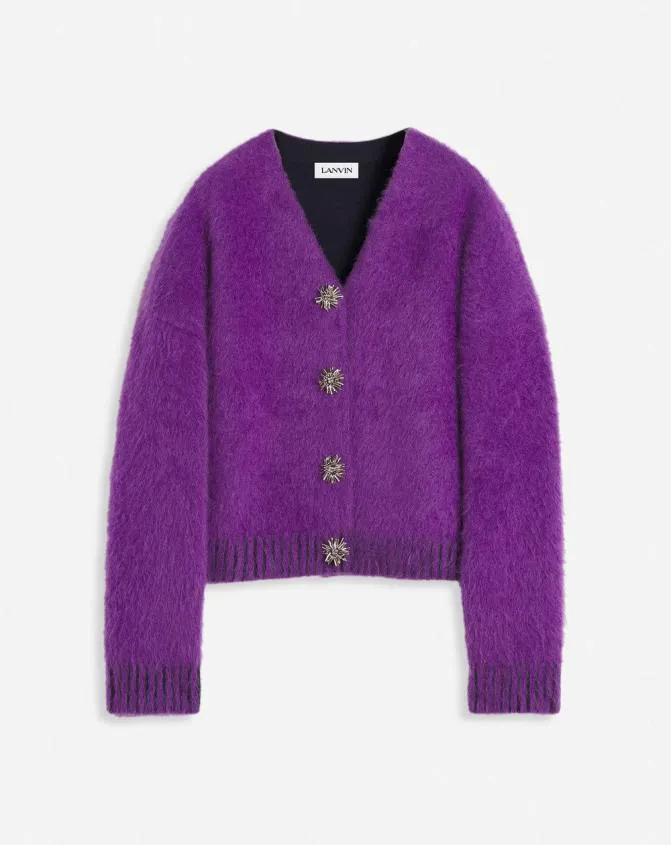 Women Knitwear Lanvin Brushed Mohair Cardigan Anemone