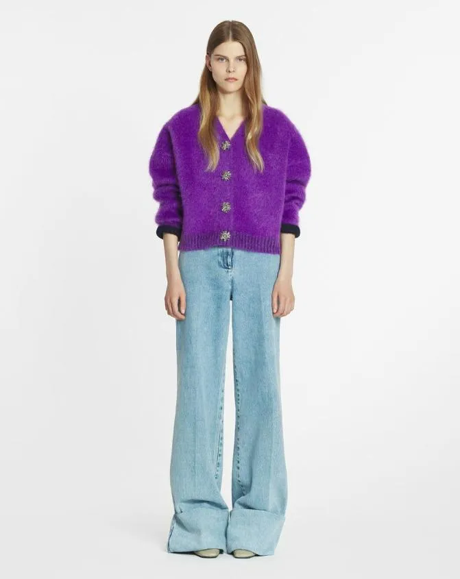 Women Knitwear Lanvin Brushed Mohair Cardigan Anemone Women Knitwear Lanvin Brushed Mohair Cardigan Anemone