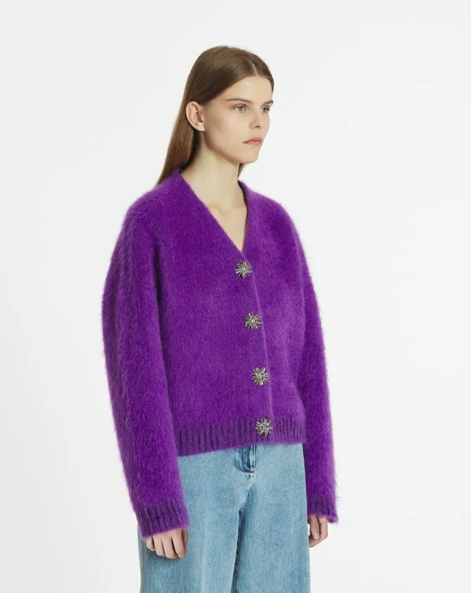 Women Knitwear Lanvin Brushed Mohair Cardigan Anemone Women Knitwear Lanvin Brushed Mohair Cardigan Anemone