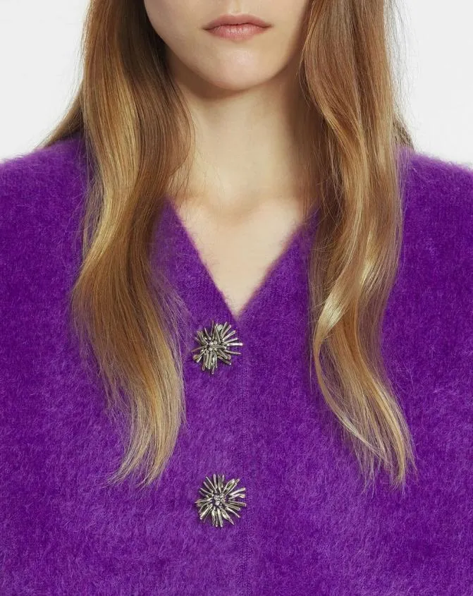 Women Knitwear Lanvin Brushed Mohair Cardigan Anemone Women Knitwear Lanvin Brushed Mohair Cardigan Anemone