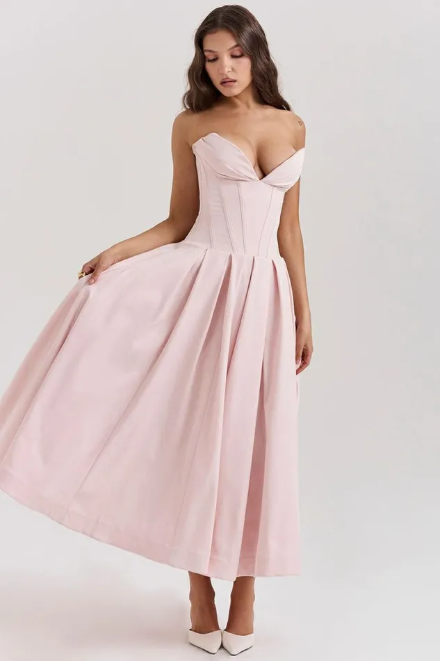 Women Lady Ballerina Pink Strapless Midi Dress House Of CB Dresses Women Lady Ballerina Pink Strapless Midi Dress House Of CB Dresses