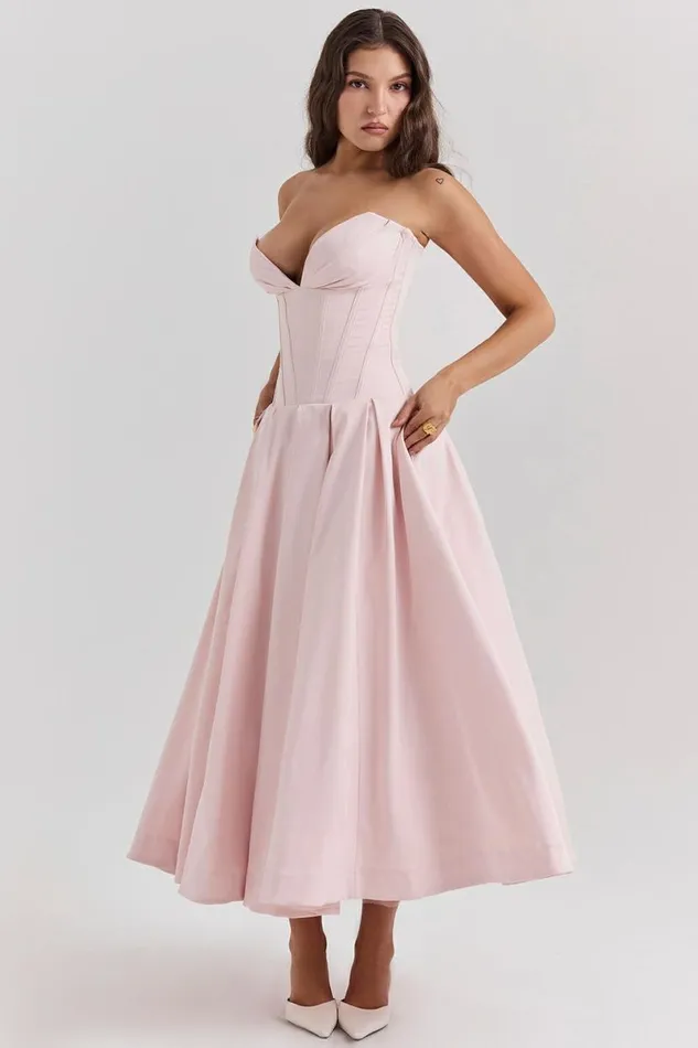 Women Lady Ballerina Pink Strapless Midi Dress House Of CB Dresses Women Lady Ballerina Pink Strapless Midi Dress House Of CB Dresses