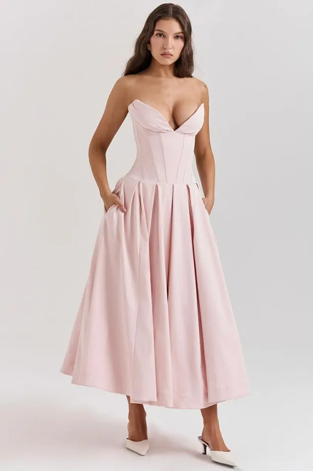 Women Lady Ballerina Pink Strapless Midi Dress House Of CB Dresses Women Lady Ballerina Pink Strapless Midi Dress House Of CB Dresses