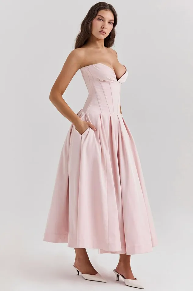 Women Lady Ballerina Pink Strapless Midi Dress House Of CB Dresses Women Lady Ballerina Pink Strapless Midi Dress House Of CB Dresses