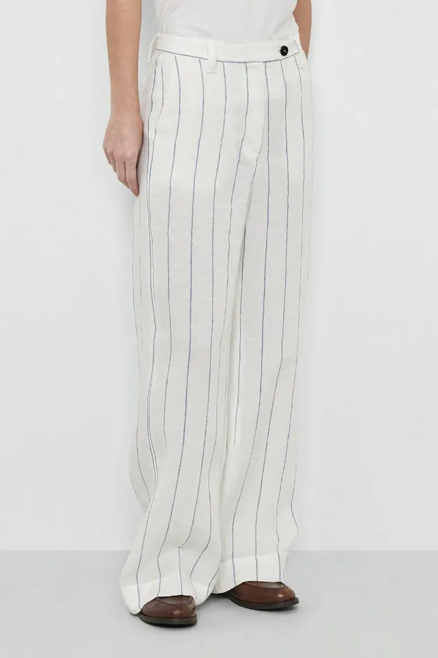 Women LAMIA 8211 Linen Trousers 8211 Azzurro Massimo Alba Trousers and Shorts