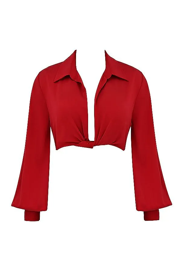 Women Laraine Cherry Silk Blouson Top House Of CB Tops