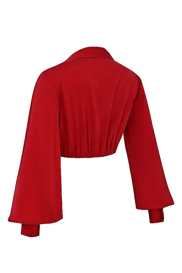 Women Laraine Cherry Silk Blouson Top House Of CB Tops