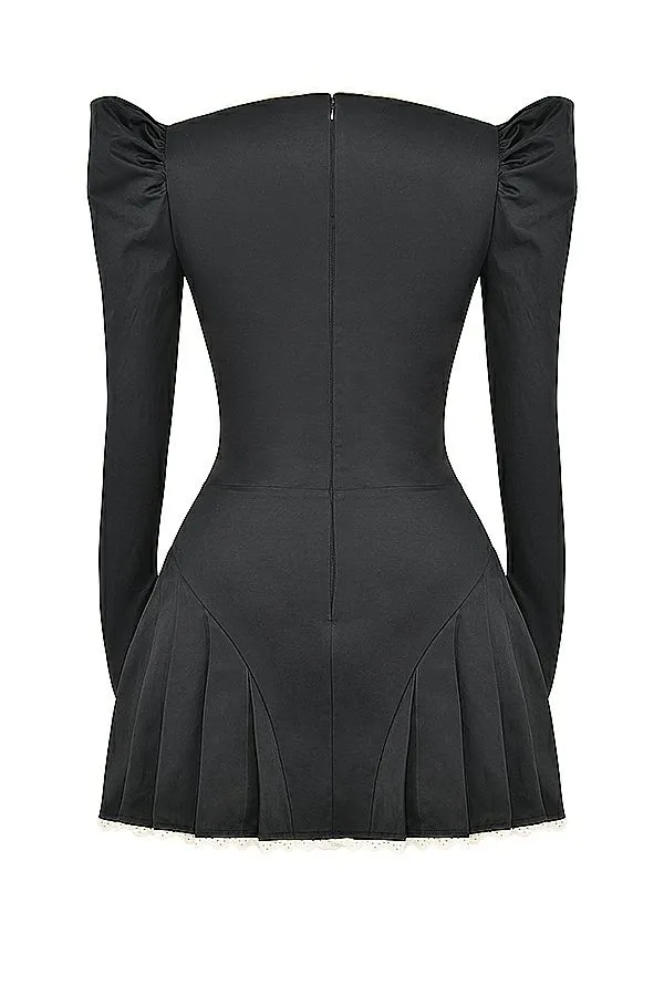 Women Larisa Black and Cream Pleated Mini Dress House Of CB Dresses