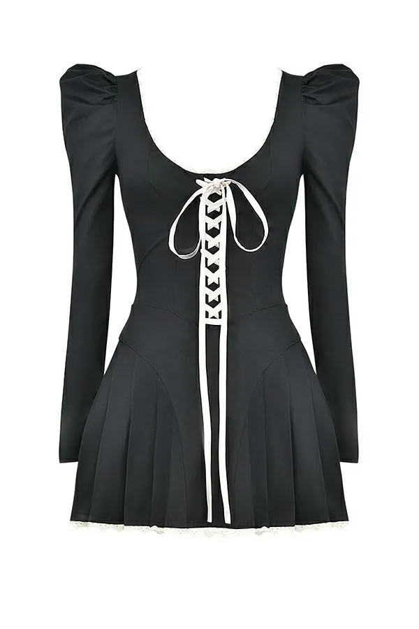 Women Larisa Black and Cream Pleated Mini Dress House Of CB Dresses