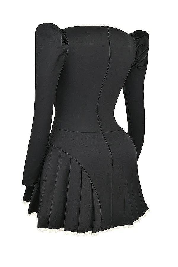 Women Larisa Black and Cream Pleated Mini Dress House Of CB Dresses