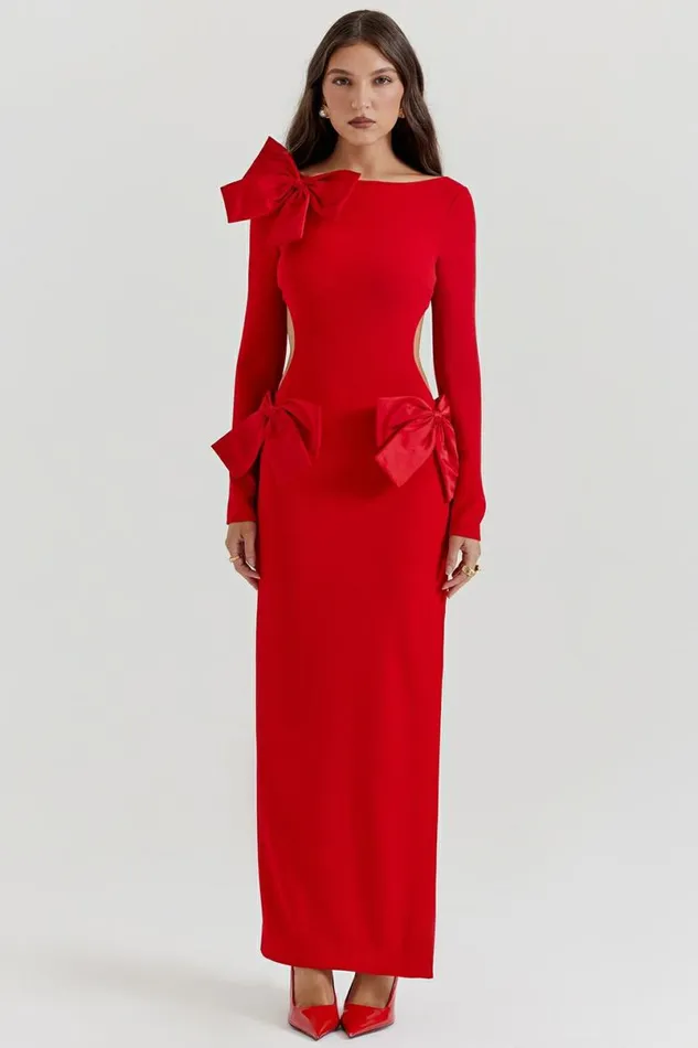 Women Lavele Red Bow Maxi Dress House Of CB Dresses