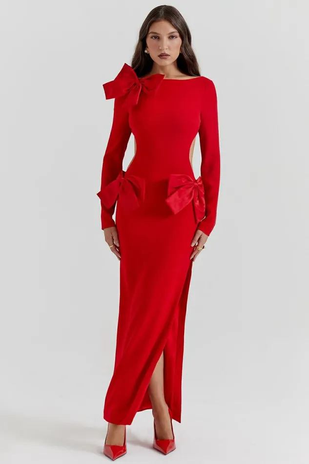 Women Lavele Red Bow Maxi Dress House Of CB Dresses