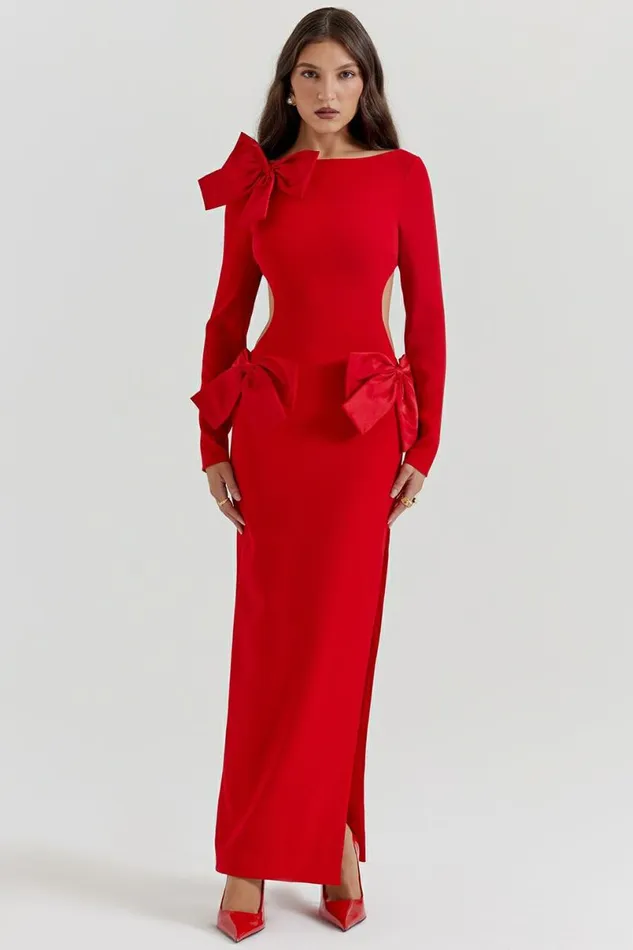 Women Lavele Red Bow Maxi Dress House Of CB Dresses