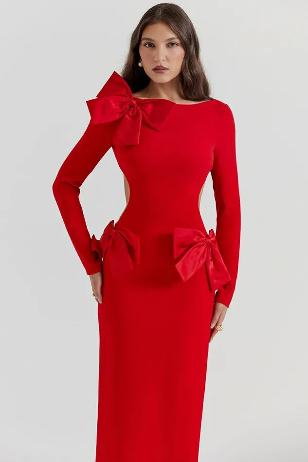 Women Lavele Red Bow Maxi Dress House Of CB Dresses