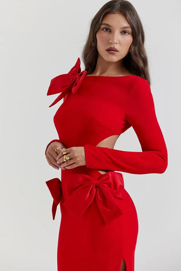 Women Lavele Red Bow Maxi Dress House Of CB Dresses
