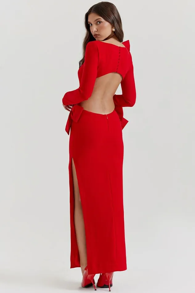 Women Lavele Red Bow Maxi Dress House Of CB Dresses
