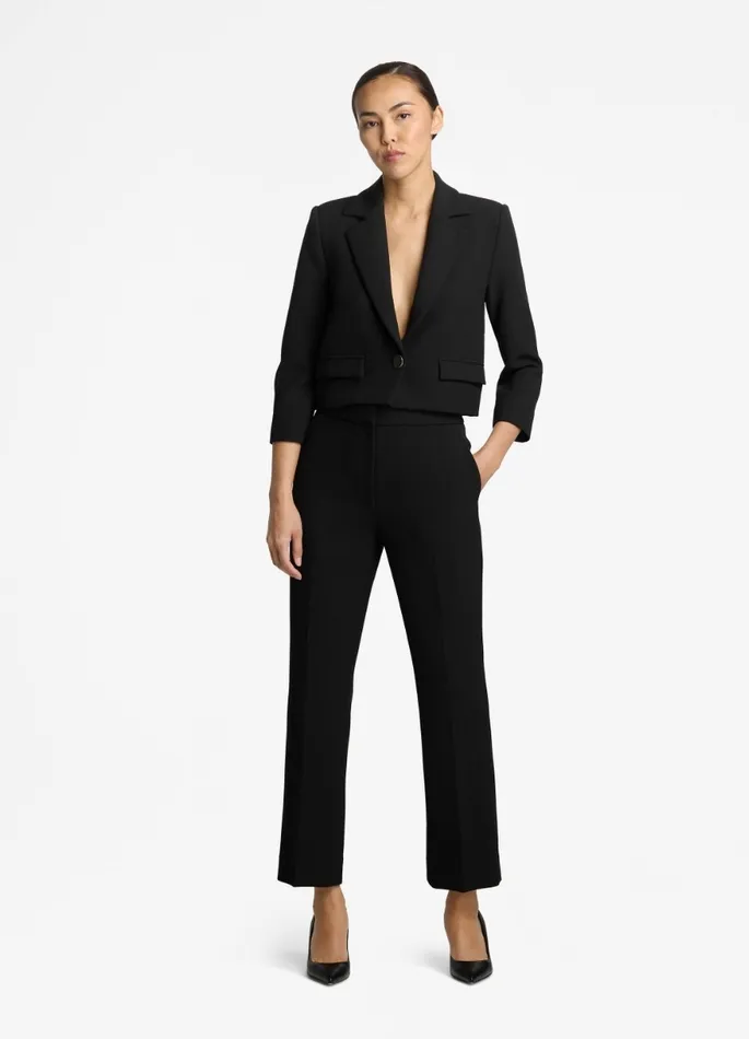 Women Light Jackets St John Stretch Crepe Single Button Jacket Black Women Light Jackets St John Stretch Crepe Single Button Jacket Black