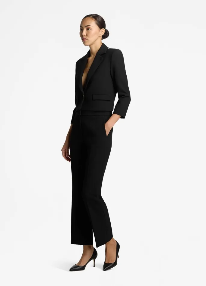Women Light Jackets St John Stretch Crepe Single Button Jacket Black Women Light Jackets St John Stretch Crepe Single Button Jacket Black