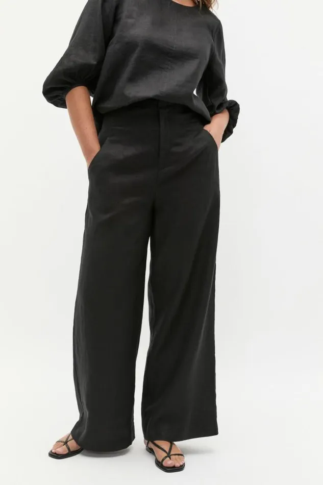 Women Linen Seed Heritage Core Linen Waisted Pant Black