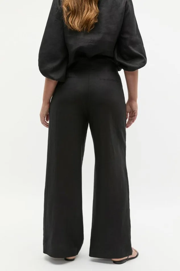 Women Linen Seed Heritage Core Linen Waisted Pant Black