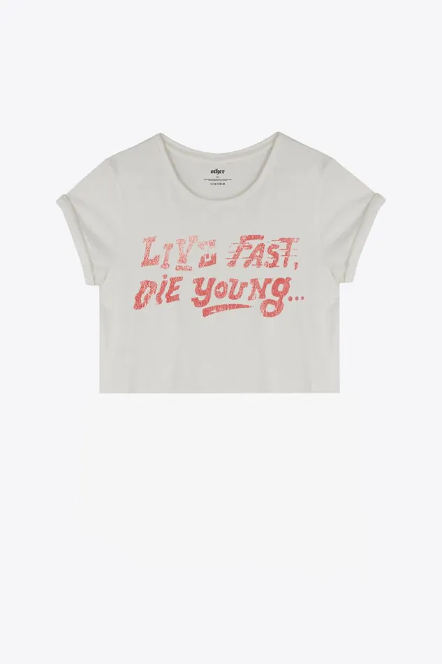 Women Live Fast Die Young Cropped Rocker Tee OTHER TEES