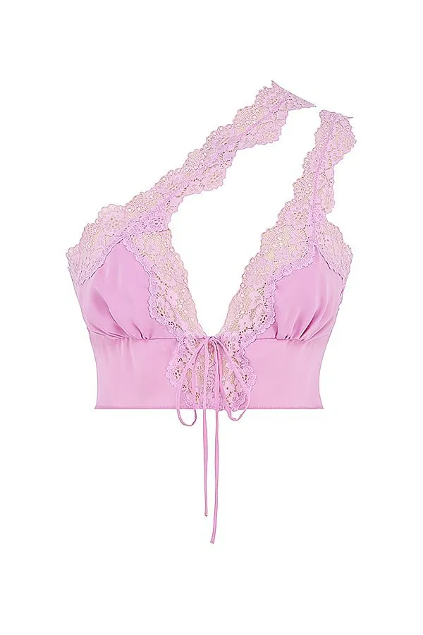 Women Lorena Pink Floaty Cropped Top House Of CB Tops Women Lorena Pink Floaty Cropped Top House Of CB Tops