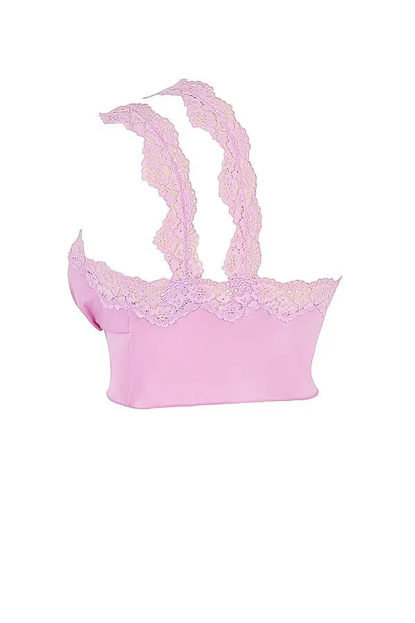 Women Lorena Pink Floaty Cropped Top House Of CB Tops Women Lorena Pink Floaty Cropped Top House Of CB Tops