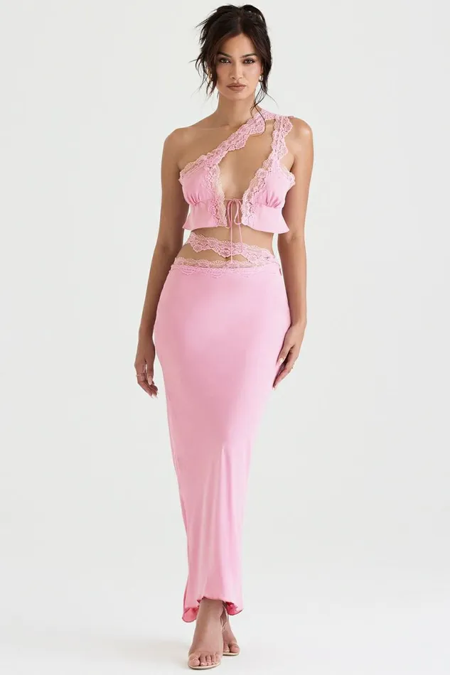 Women Lorena Pink Floaty Cropped Top House Of CB Tops Women Lorena Pink Floaty Cropped Top House Of CB Tops