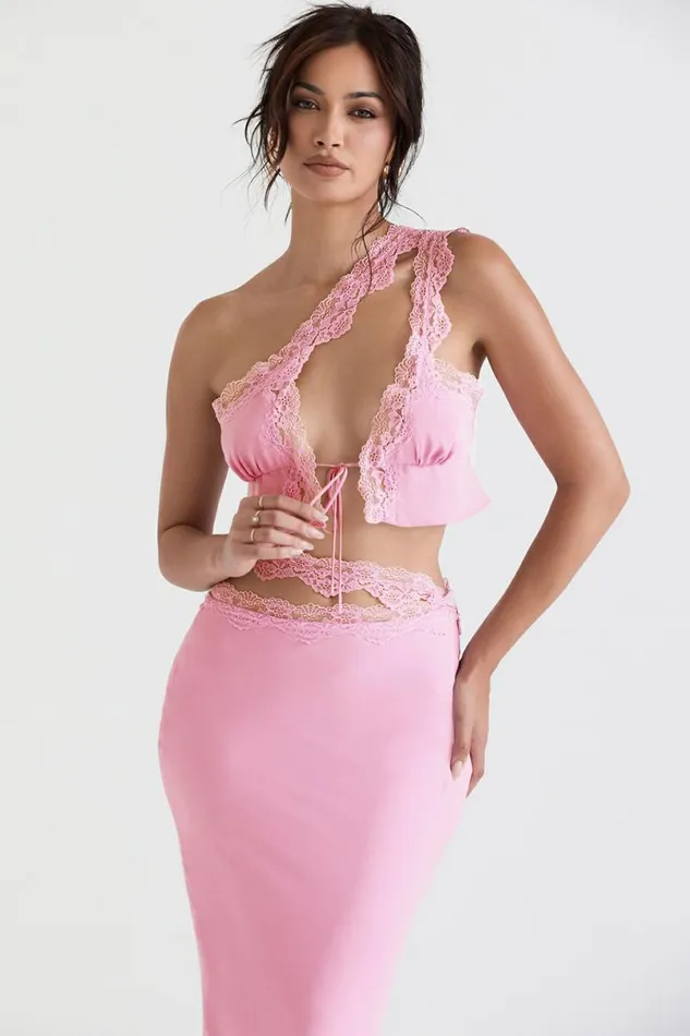 Women Lorena Pink Floaty Cropped Top House Of CB Tops Women Lorena Pink Floaty Cropped Top House Of CB Tops