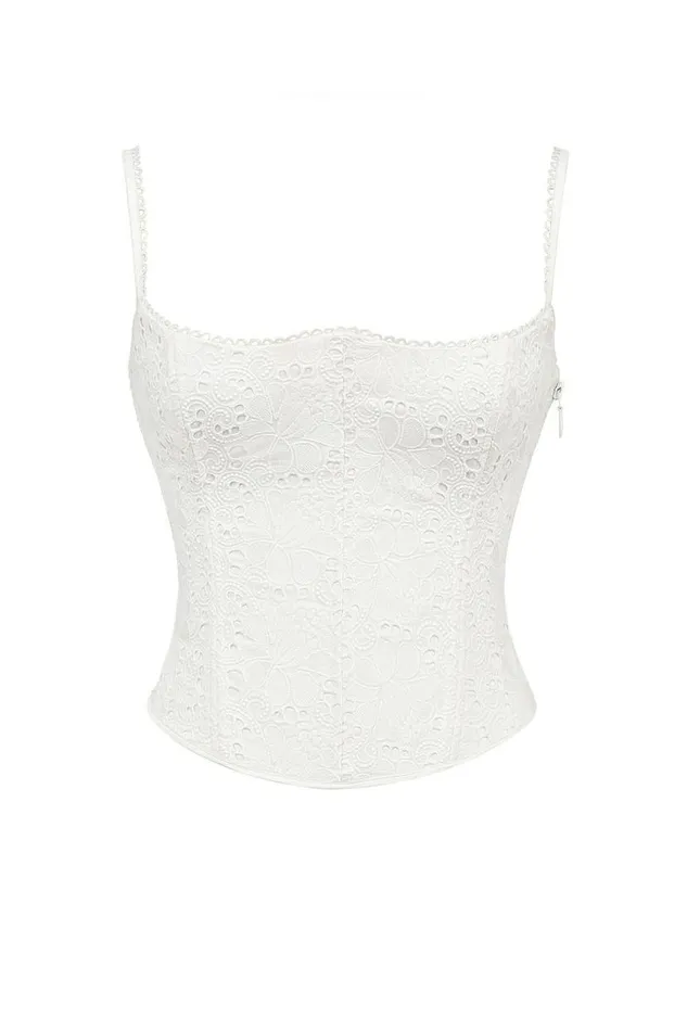 Women Lorina White Broderie Anglais Corset House Of CB Corsets