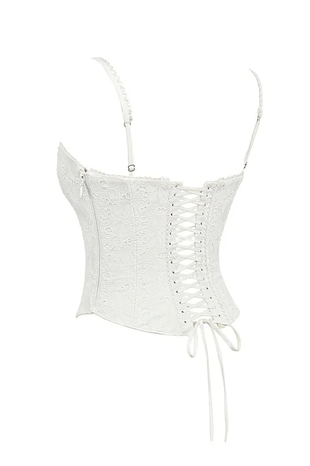 Women Lorina White Broderie Anglais Corset House Of CB Corsets