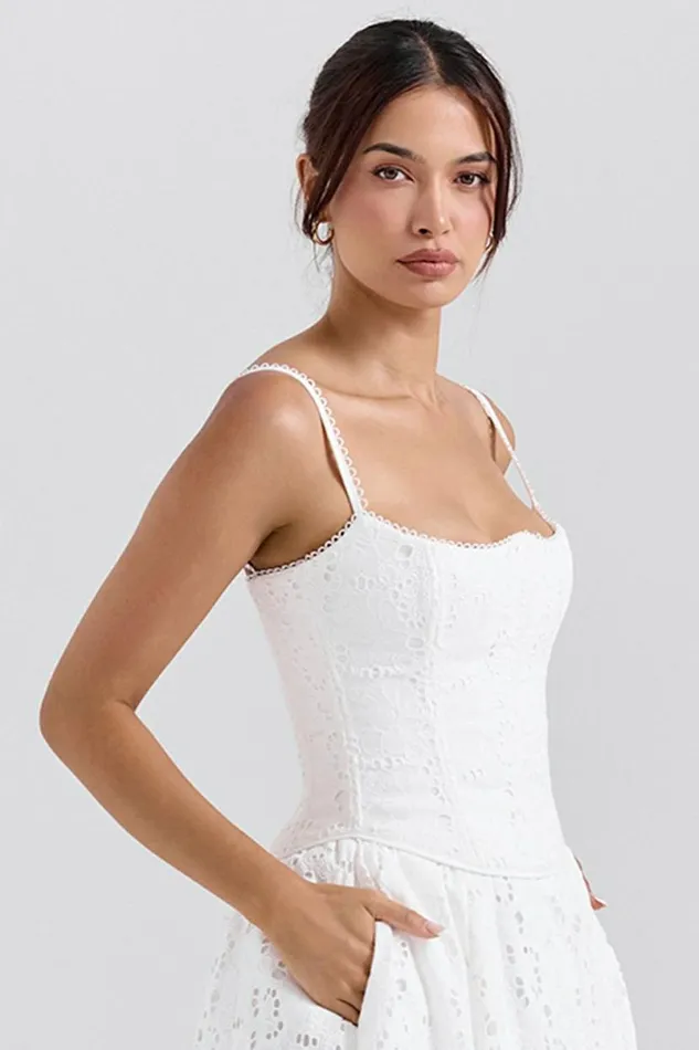 Women Lorina White Broderie Anglais Corset House Of CB Corsets