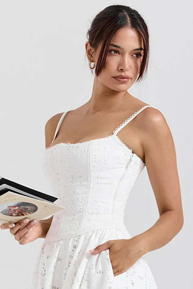 Women Lorina White Broderie Anglais Corset House Of CB Corsets