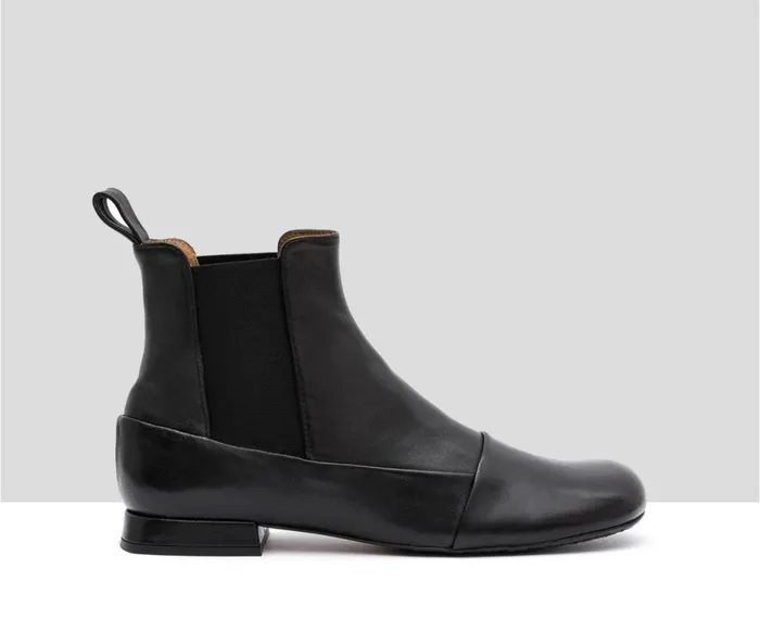 Women Low Heel Audley Shoes Low Heel Leather Booties Ilma Black