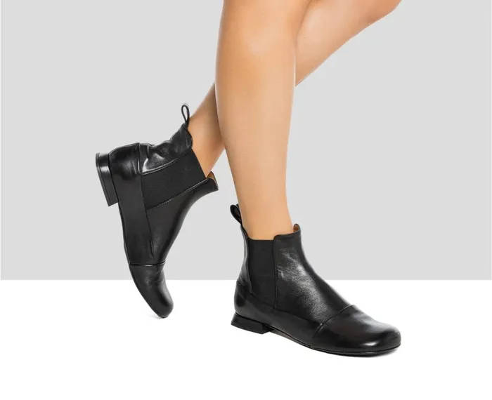 Women Low Heel Audley Shoes Low Heel Leather Booties Ilma Black