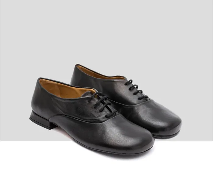 Women Low Heel Audley Shoes Low Heel Leather Shoe Idris Black