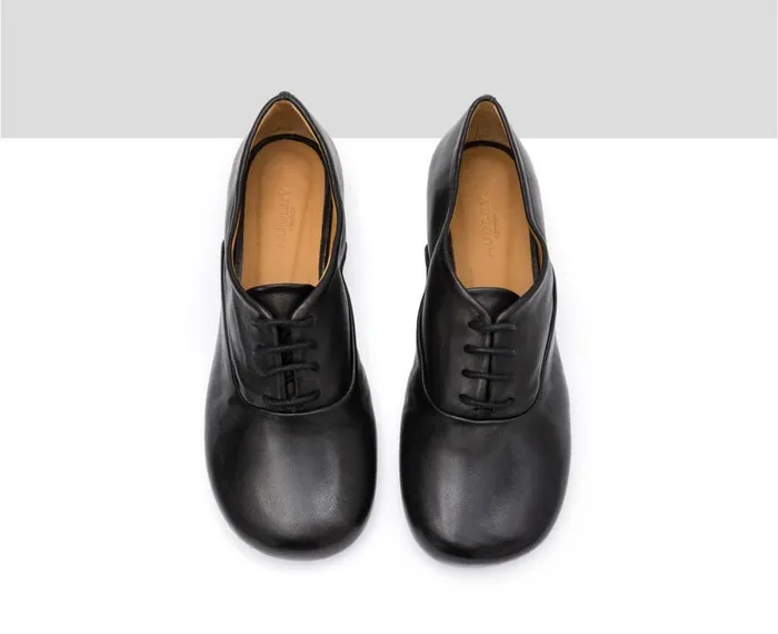 Women Low Heel Audley Shoes Low Heel Leather Shoe Idris Black