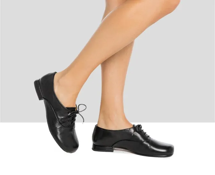 Women Low Heel Audley Shoes Low Heel Leather Shoe Idris Black
