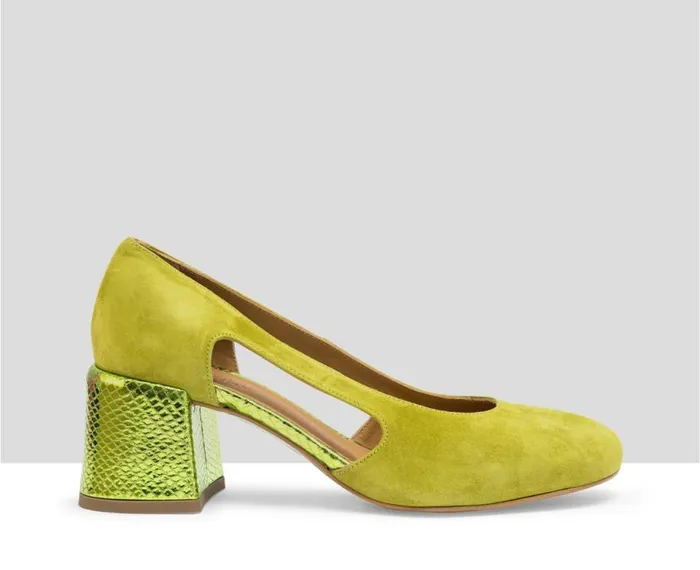 Women Low Heel Audley Shoes Medium Heel Leather Shoe Lindy Green