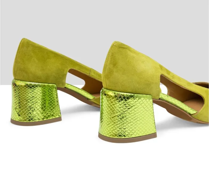 Women Low Heel Audley Shoes Medium Heel Leather Shoe Lindy Green