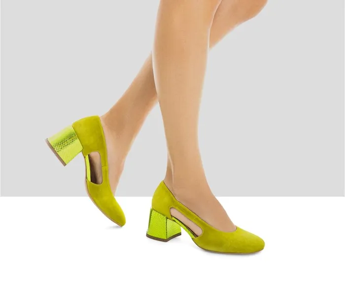 Women Low Heel Audley Shoes Medium Heel Leather Shoe Lindy Green