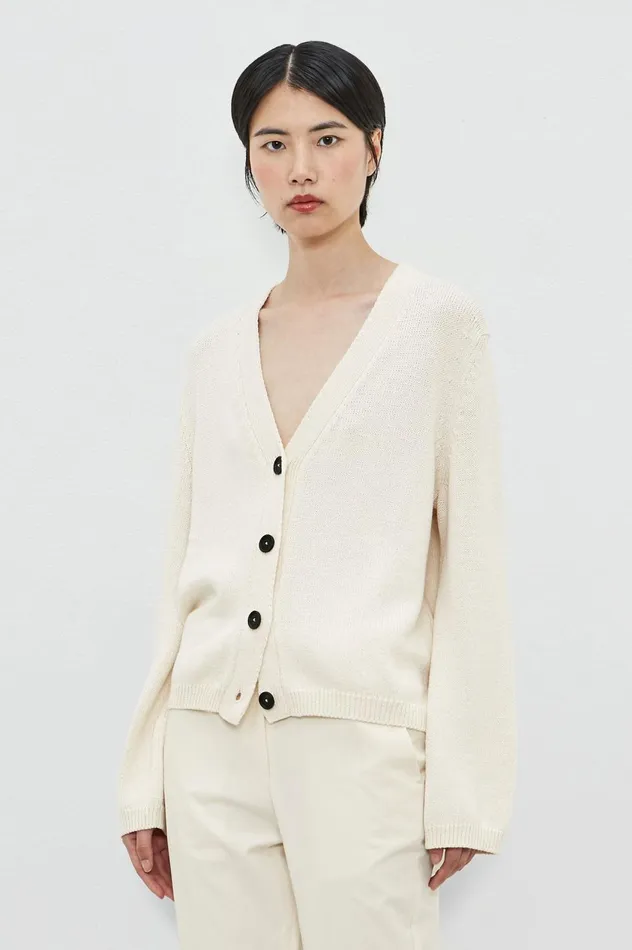 Women LUDOVICA 8211 Cotton Silk Cardigan 8211 Latte Massimo Alba Knitwear
