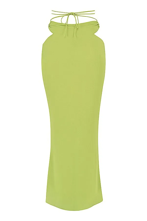 Women Madeline Lime Green Georgette Maxi Skirt House Of CB Bottoms