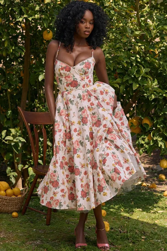 Women Mademoiselle Italian Rose Print Tulle Midi Dress House Of CB Dresses Women Mademoiselle Italian Rose Print Tulle Midi Dress House Of CB Dresses
