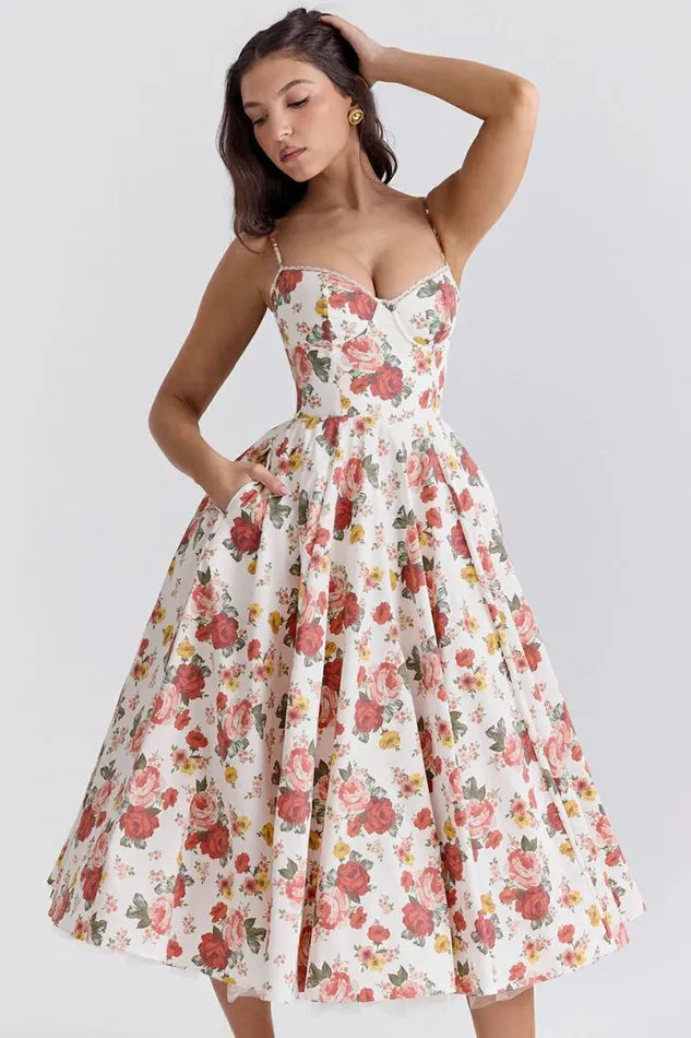 Women Mademoiselle Italian Rose Print Tulle Midi Dress House Of CB Dresses Women Mademoiselle Italian Rose Print Tulle Midi Dress House Of CB Dresses
